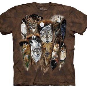 The Mountain Animal Feather Wolf Bear Owl Bison Eagle Deer Bison T-Shirt 4X
